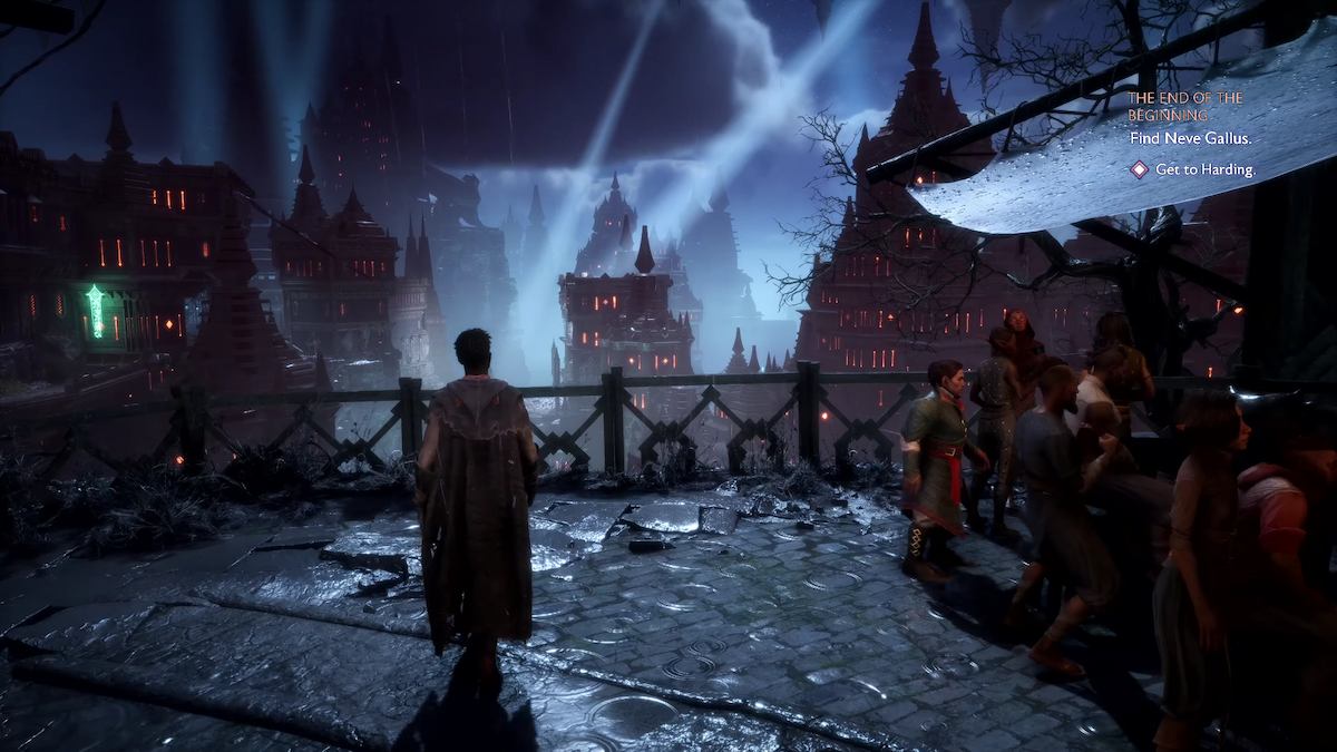 Rook vigiando a cidade em Dragon Age: The Veilguard.