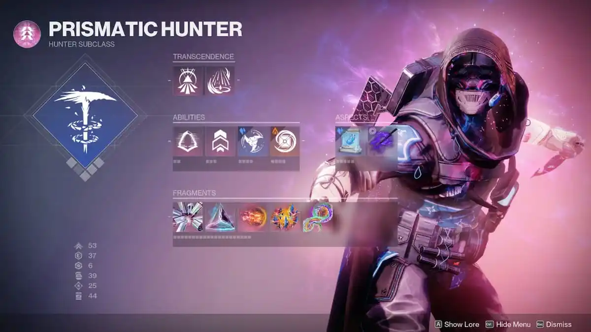 Tela de habilidade do Prismatic Hunter em Destiny 2