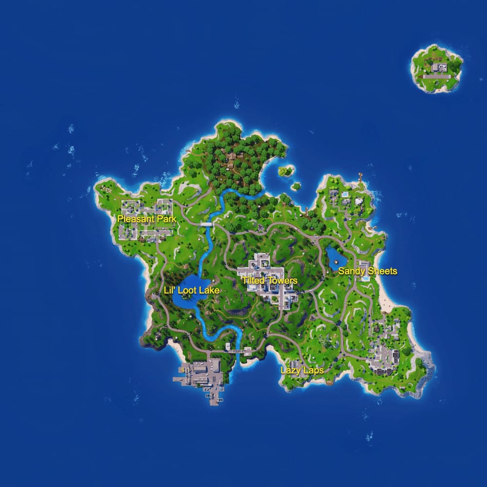 Mapa de recarga Fortnite e localizações OG