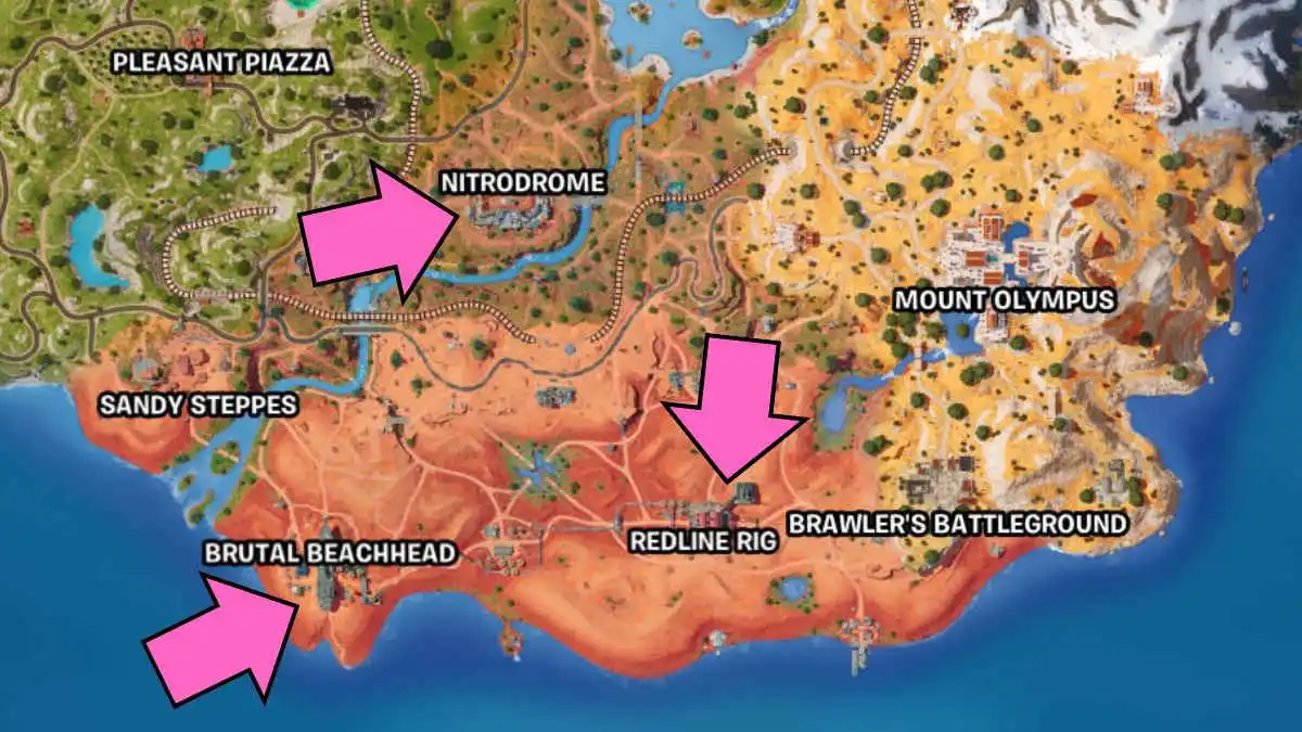 Mapa de todas as localizações dos chefes em Fortnite Capítulo 5, Temporada 3