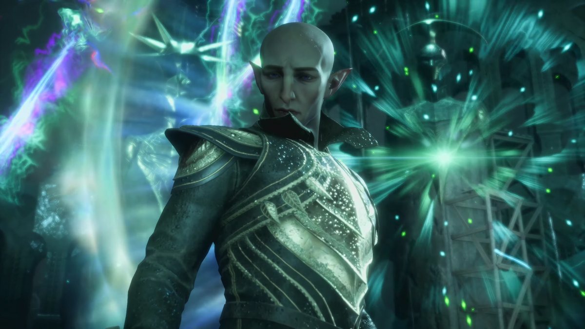 Solas reage a Varric chamando-o em Dragon Age: The Veilguard