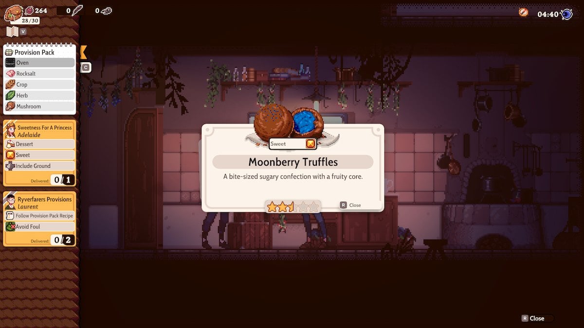 Fazendo trufas de moonberry no Magical Delicacy. 