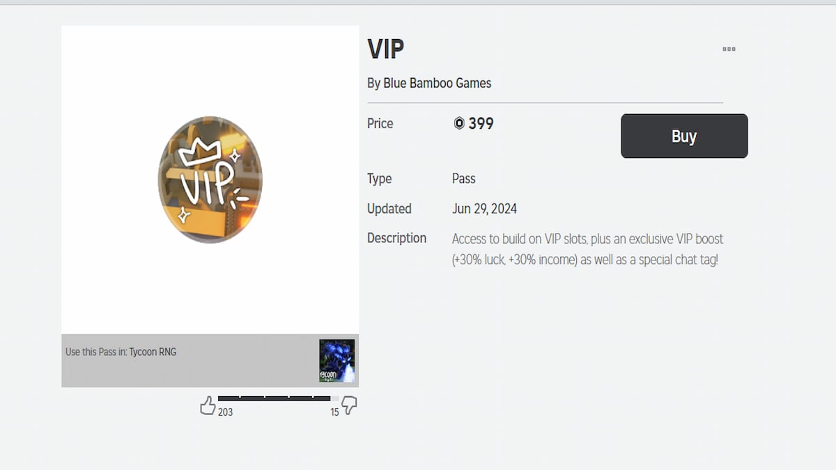 Passe VIP do Tycoon RNG