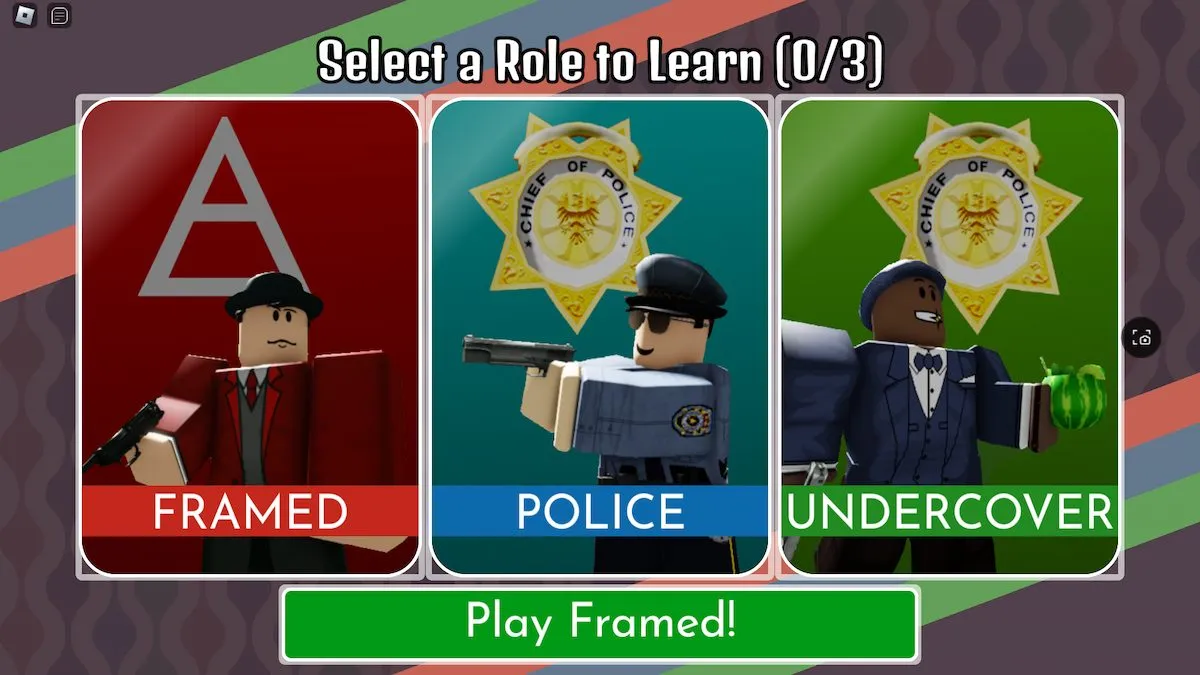 Os três papéis em Roblox Framed!