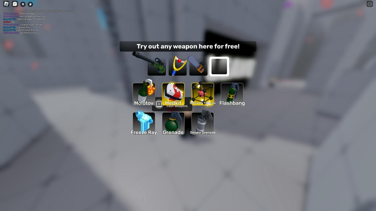 Exibição de todas as armas utilitárias no Roblox Rivals