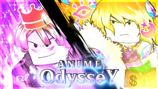 Códigos do Anime Odyssey mostram arte-chave mostrando dois personagens diferentes com o nome do jogo na frente deles