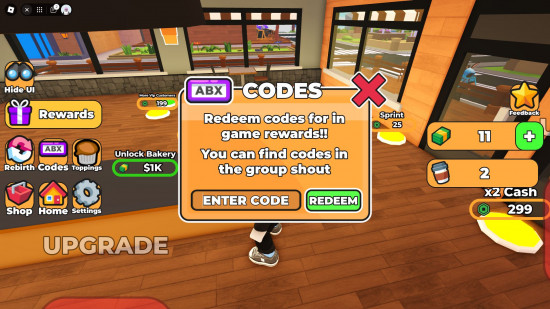 Como resgatar códigos de magnata de cafeteria no menu do jogo Roblox