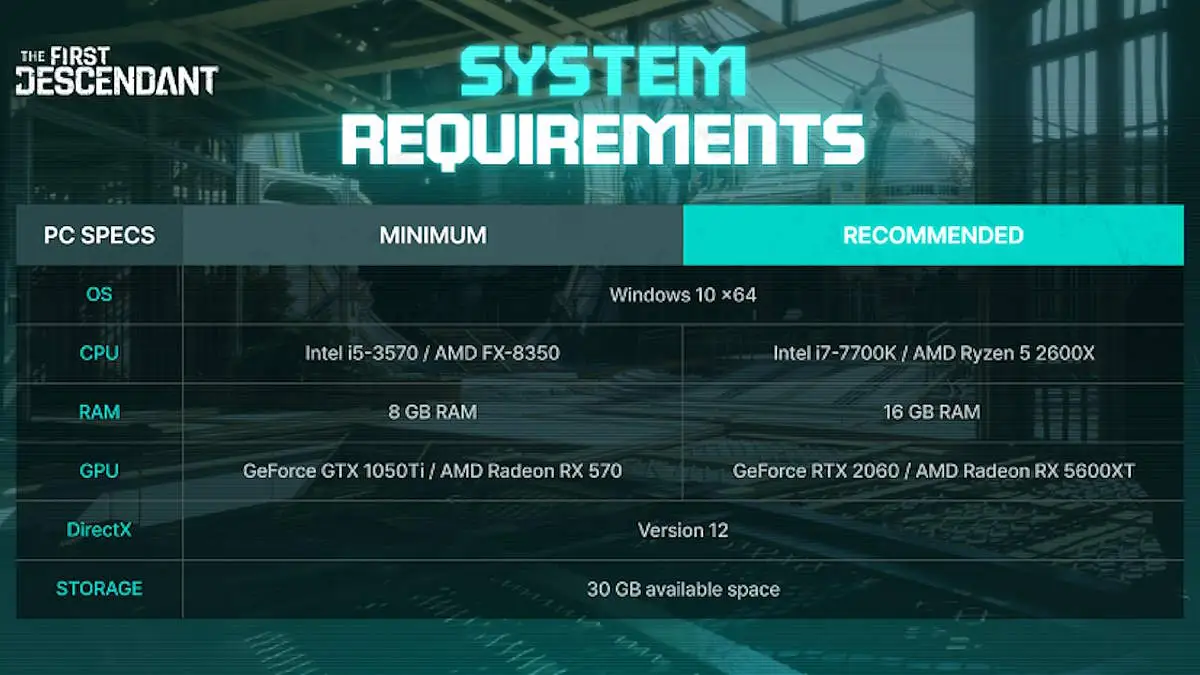 Verificando os requisitos do sistema para The First Descendant no PC