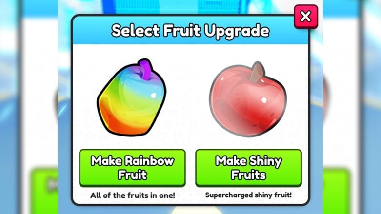 Seleção de máquinas de frutas brilhantes do Pet Simulator 99 Ps99