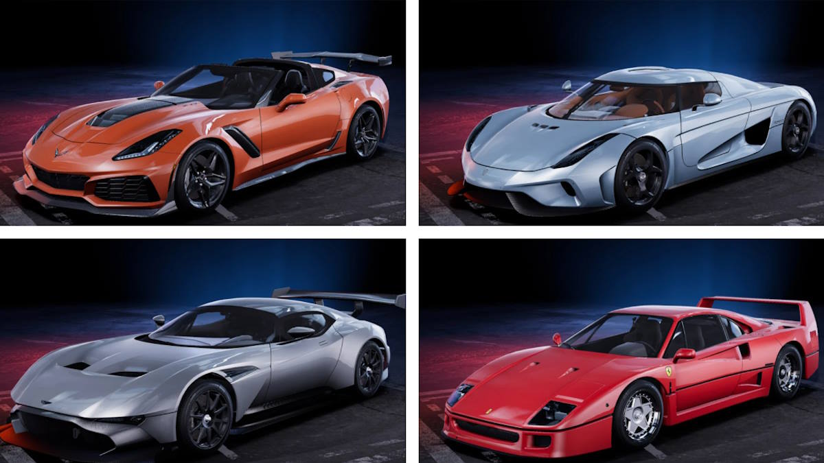 Montagem do ZR1, F40, Regera e Vulcan no NFS Heat