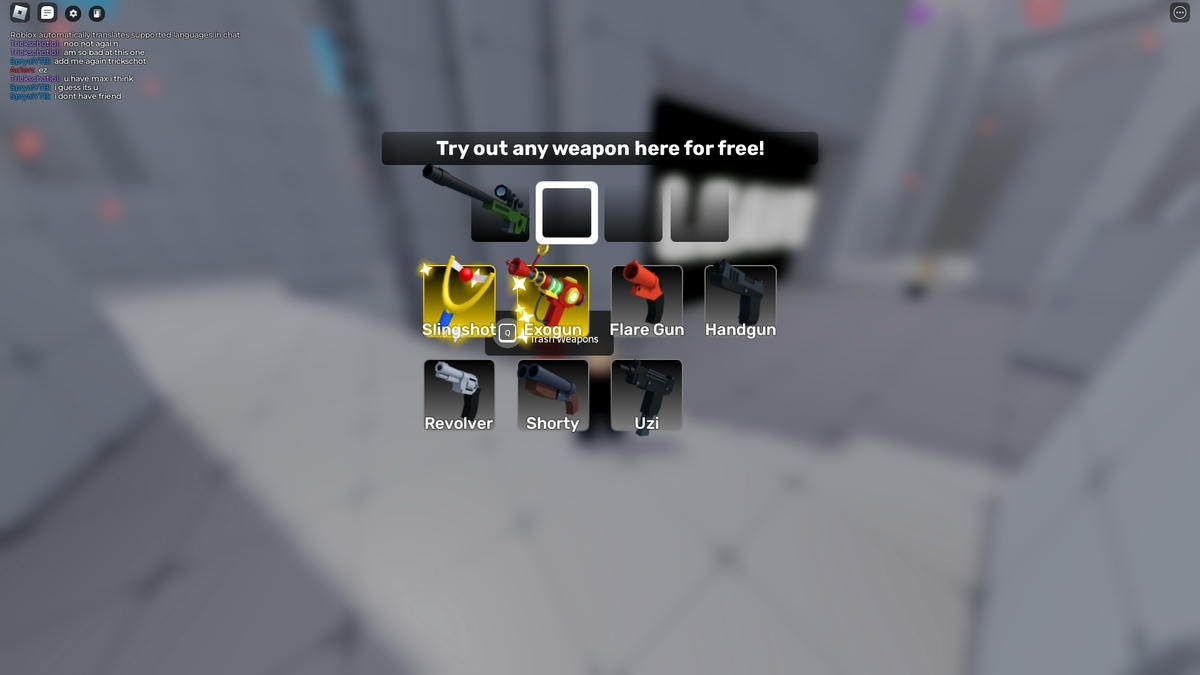 Vitrine de todas as armas secundárias no Roblox Rivals