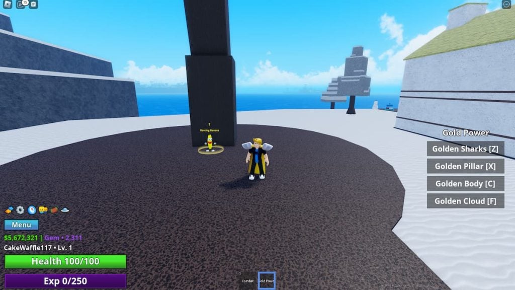 Roblox Meme Banana Dançante Do Mar NPC Sob Palmeira E Neve