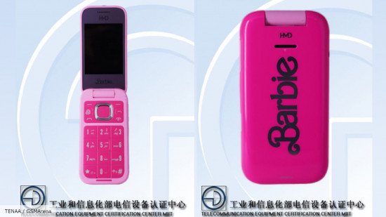 Captura de tela do TENAA via GSMArena do telefone flip da Barbie