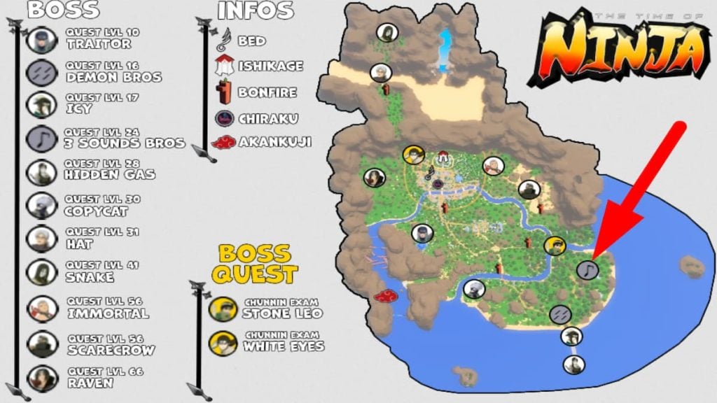 Roblox The Time Of Ninja 3 Som Ninja Bros Boss Mapa Localização