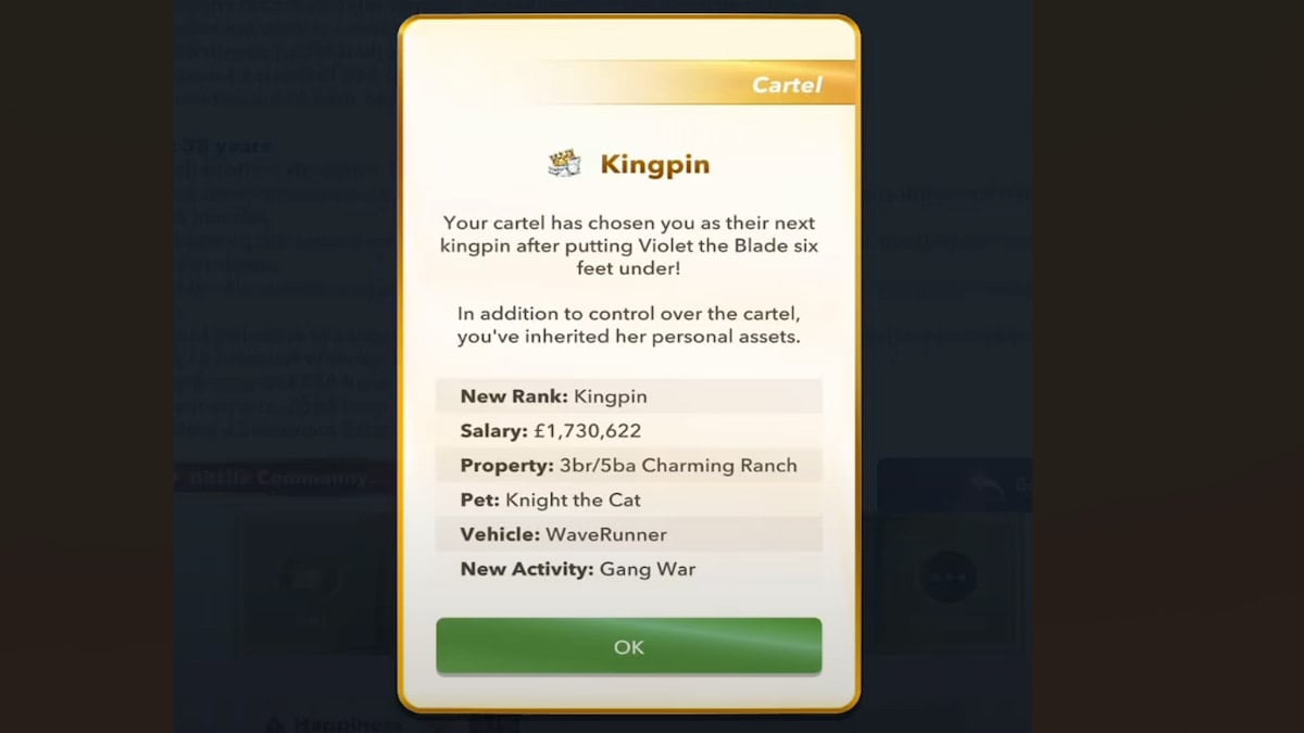 A posição do Kingpin na BitLife