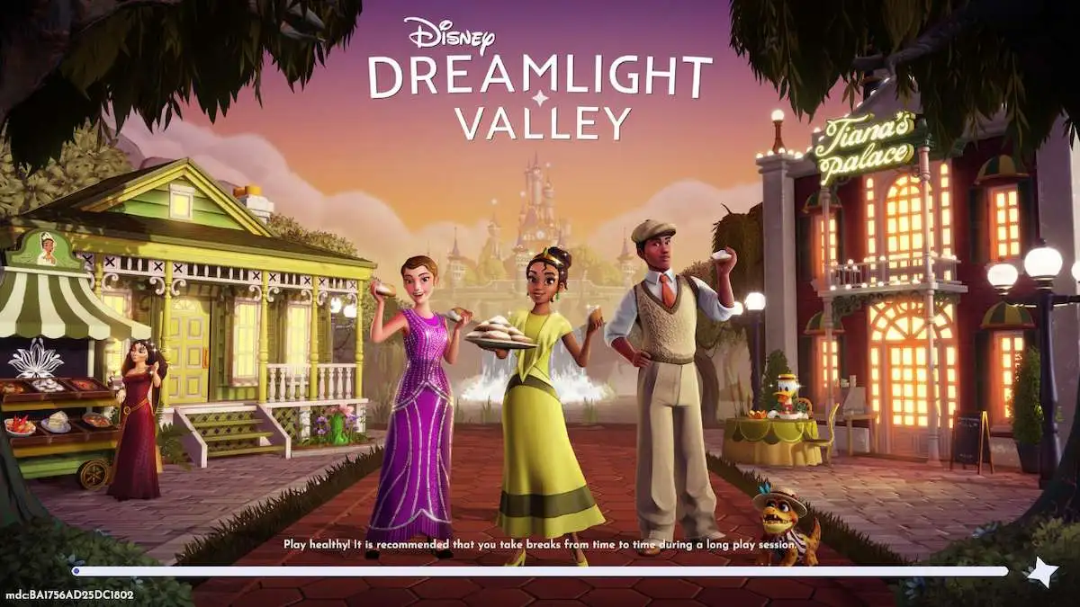 A nova tela de carregamento da atualização de Tiana no Disney Dreamlight Valley.