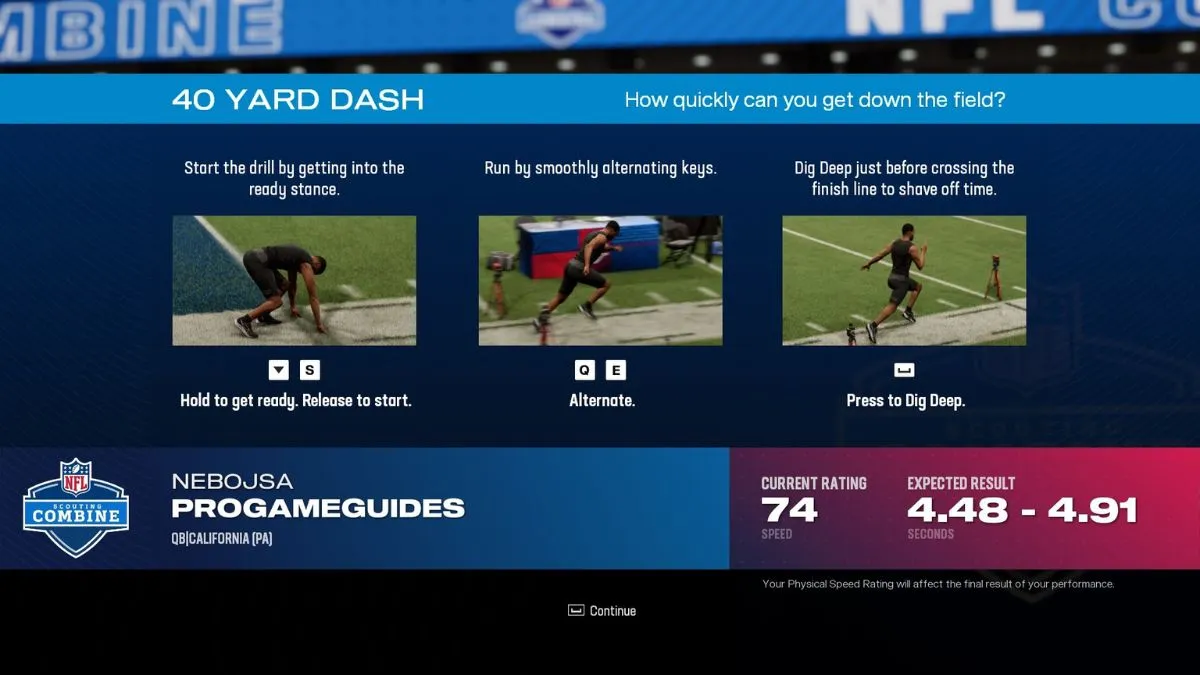 NFL Scouting Combine em Madden 25