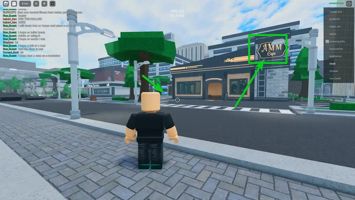 Mostrando a localização comum do spawn de Hakari em Tentando obter Mangá usando a máquina gacha em Roblox Heaven Stand