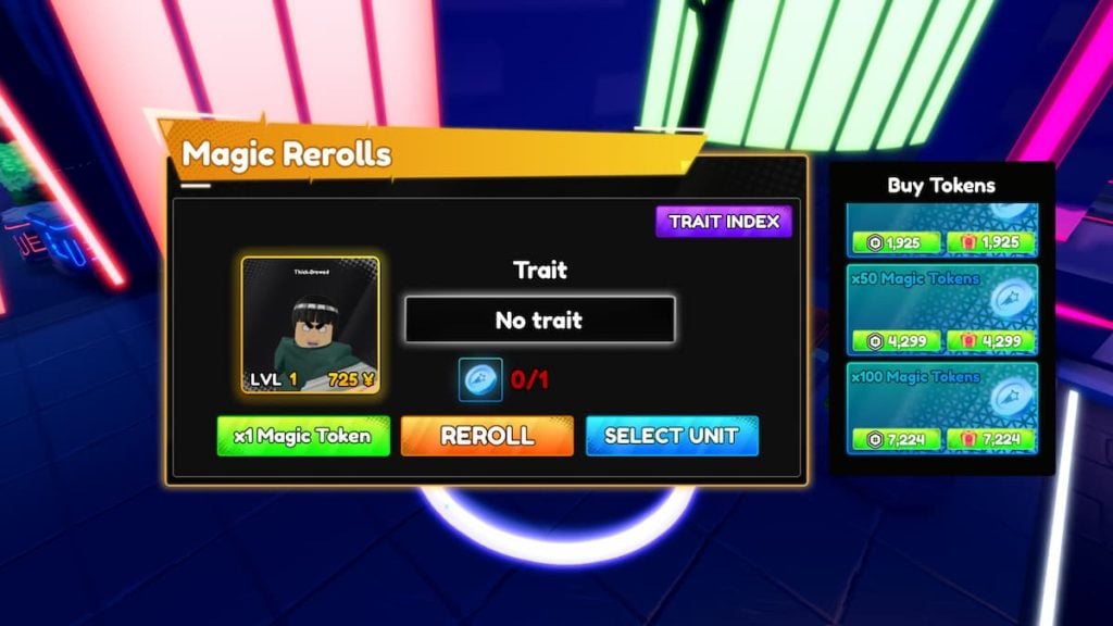 Roblox Especial Anime Defesa Traços Magic Tokens