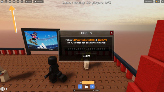 Como resgatar códigos Pass the Bomb no jogo roblox