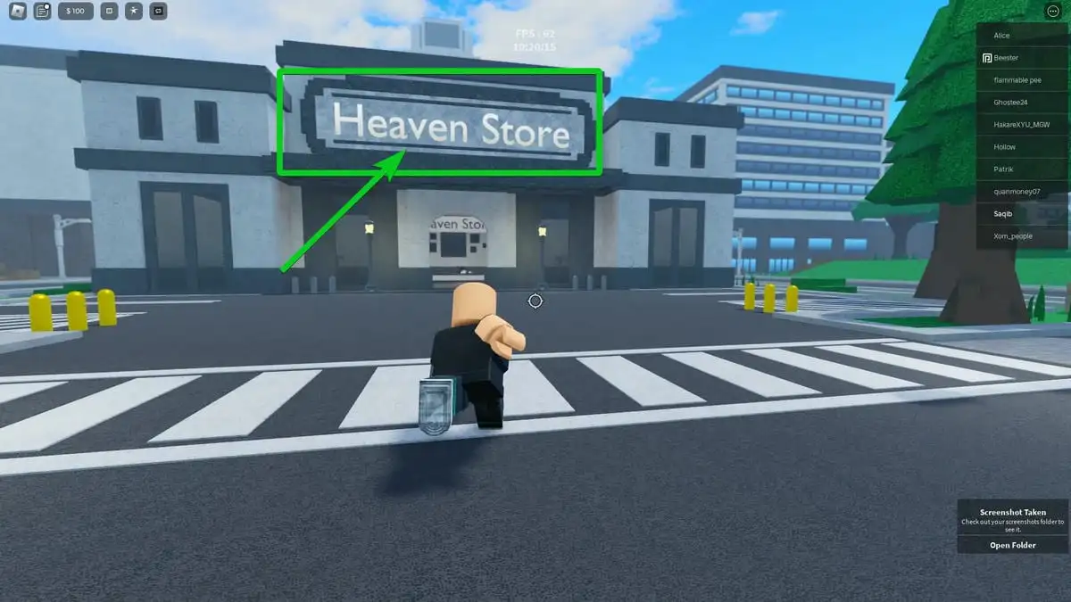 Mostrando a localização do Roblox Heaven Stand Heaven Shop