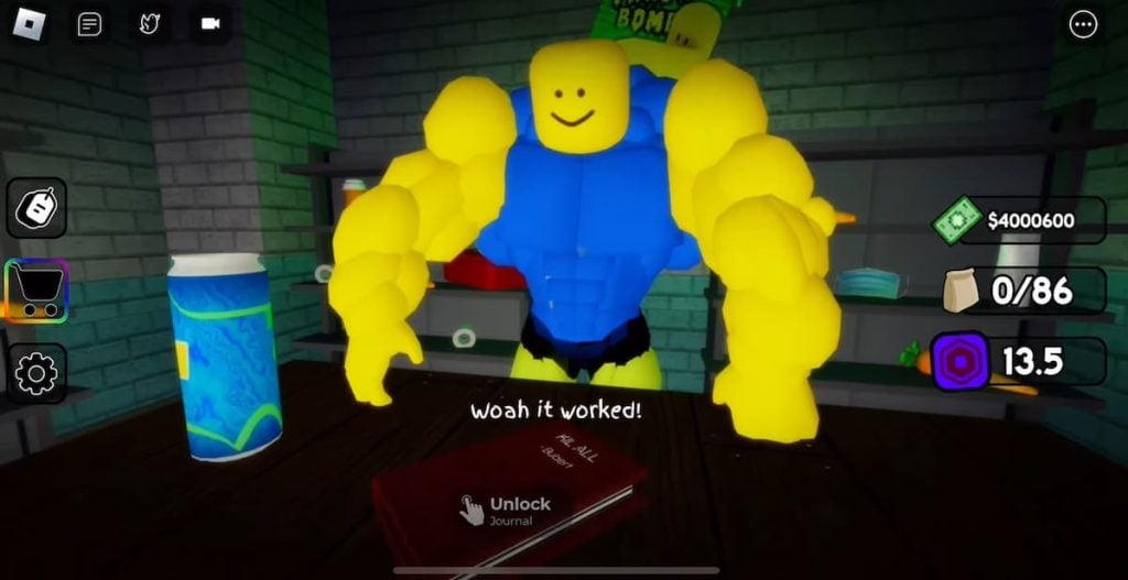 Roblox Rob A Convenience Store Simulator Buff Yellow Avatar Atrás Da Mesa Com Desbloqueio De Diário