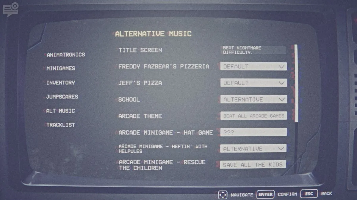 Menu de música alternativo em Five Nights at Freddy's: Into the Pit