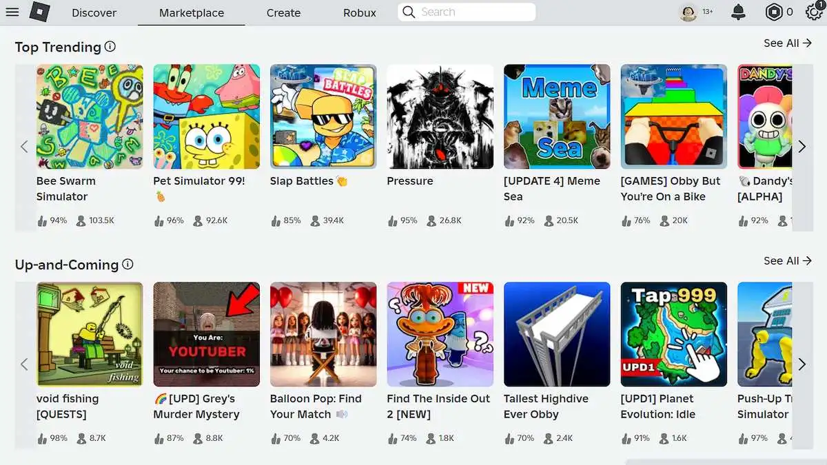 Jogos populares e promissores na plataforma Roblox.