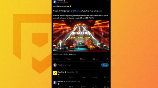 Evento Fortnite Metallica: Uma imagem da conta X do Fortnite.