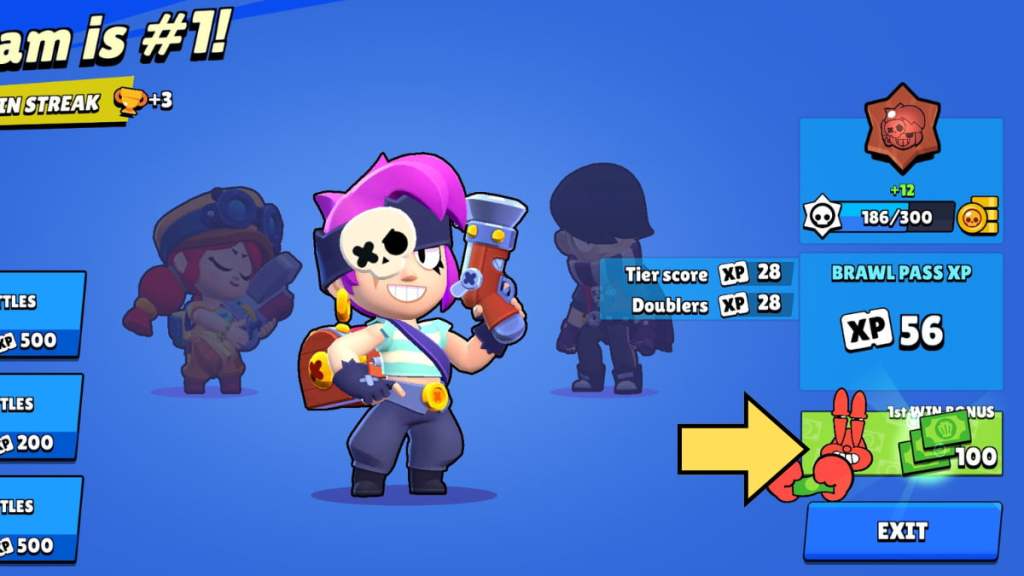 Obtendo 100 Krusty Cash após completar uma rodada de Jellyfishing no Brawl Stars