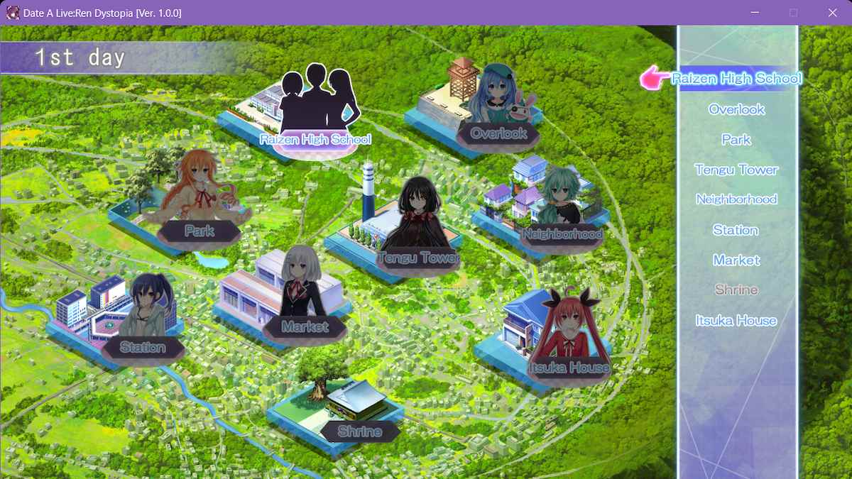 O mapa em DATE A LIVE: Ren Dystopia.