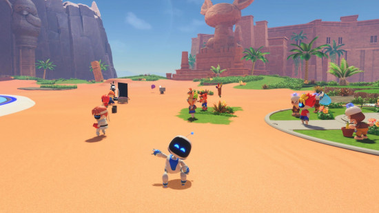 Mario Astro Bot: Astro Bot ficou na areia acenando para o jogador