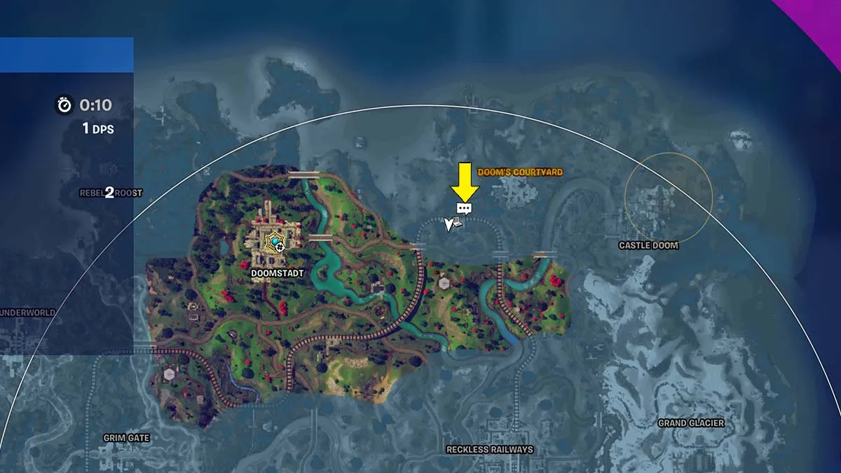 Localização da Máquina de Guerra Fortnite no mapa