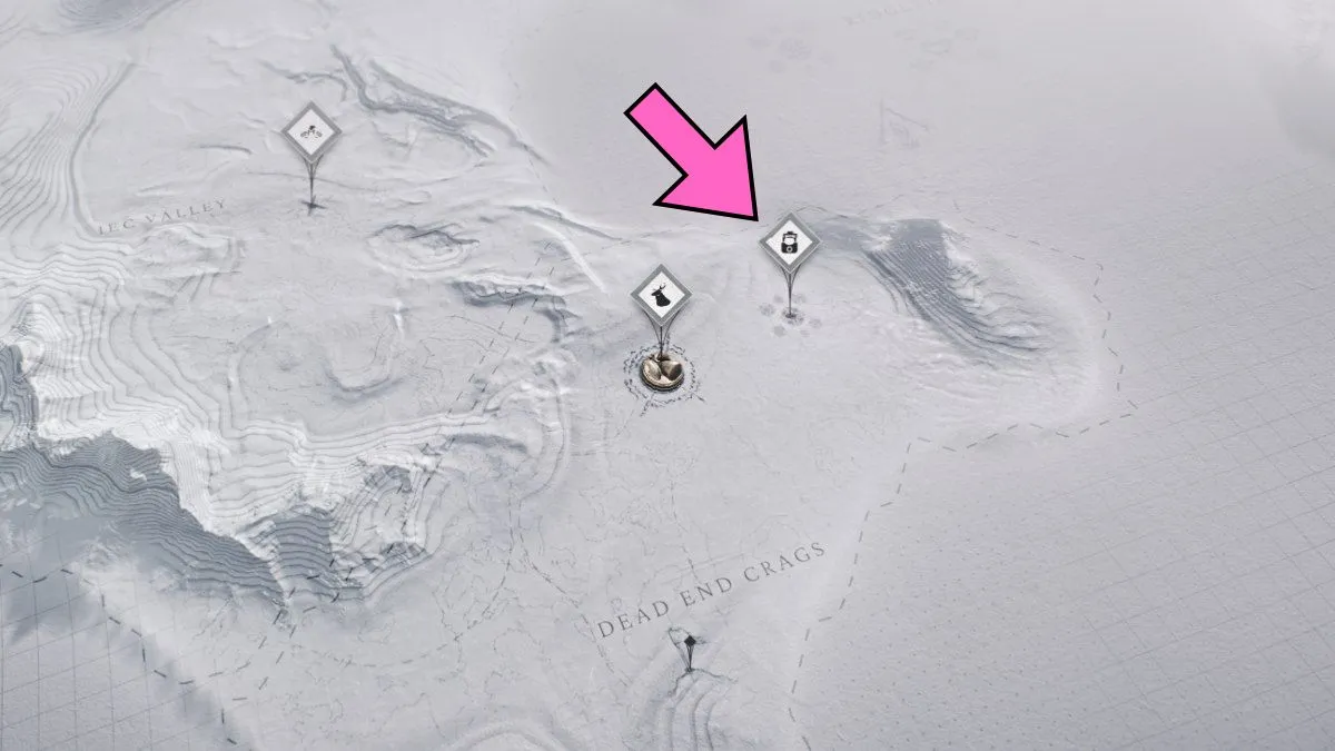 Localização do núcleo de Dead End Crags em Frostpunk 2