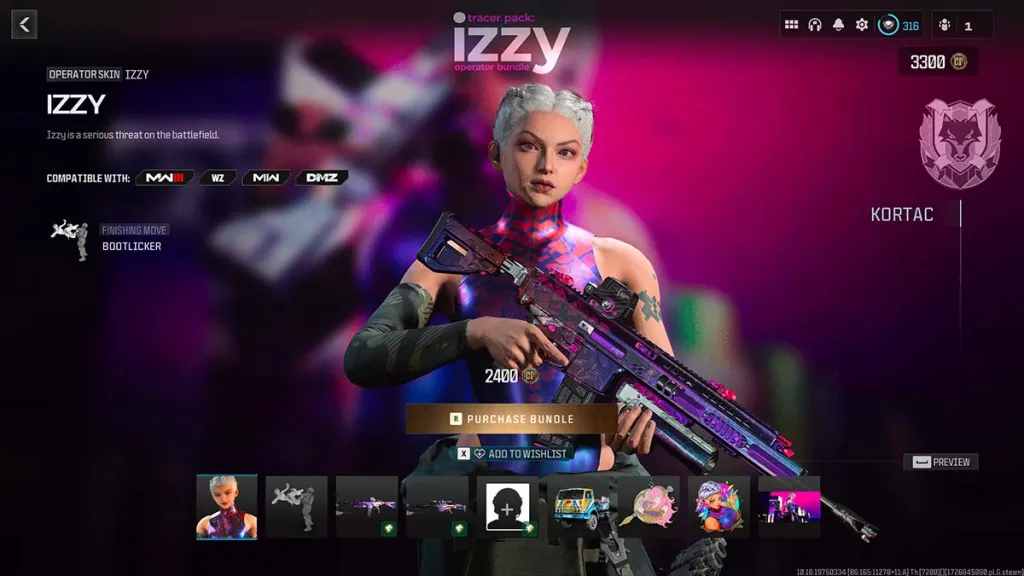 Skin do operador Call of Duty Warzone Izzy