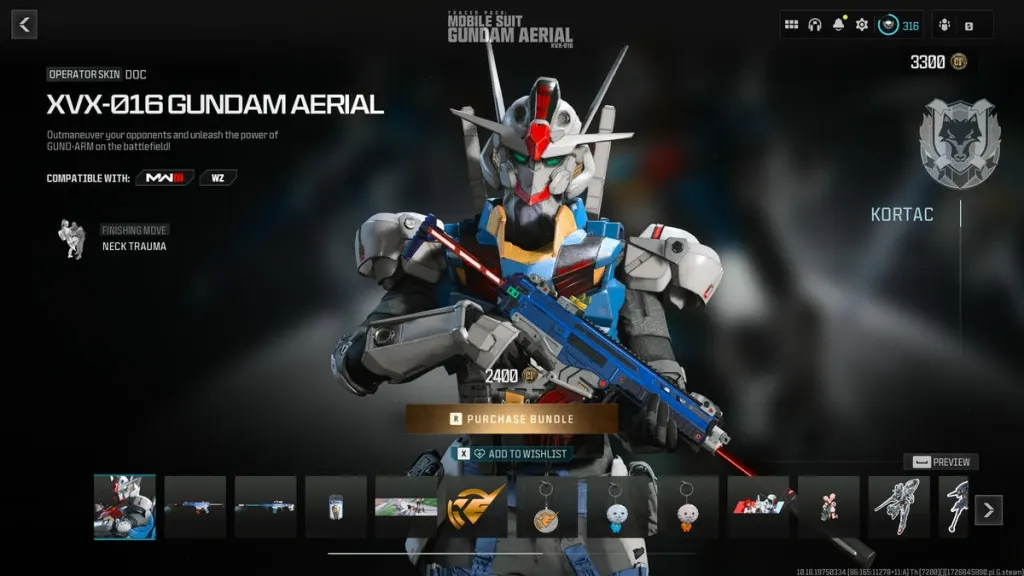 Skin de operador do Call of Duty Warzone Gundam