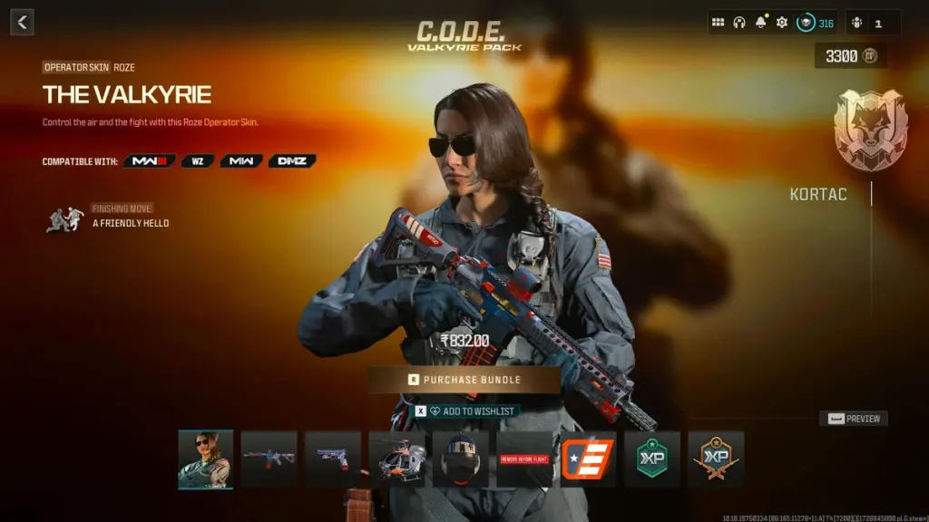 Skin de operador de Call of Duty Warzone Valkyrie