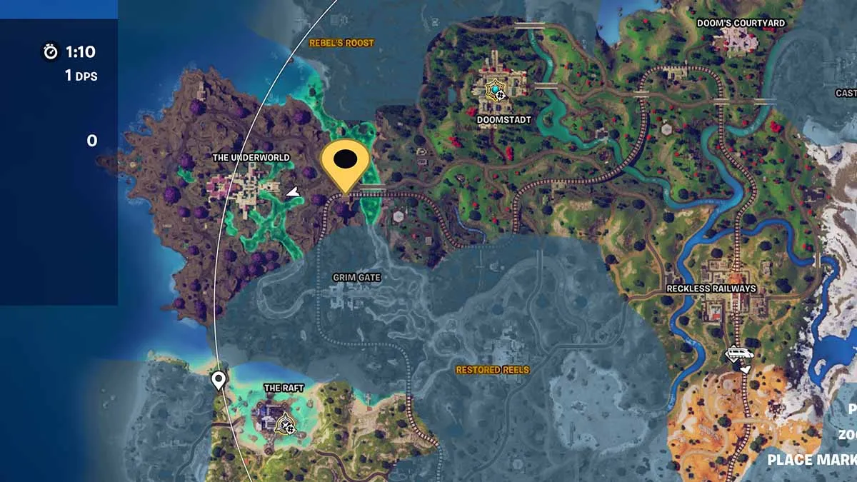 Mapa do Fortnite indicando a localização do Scout