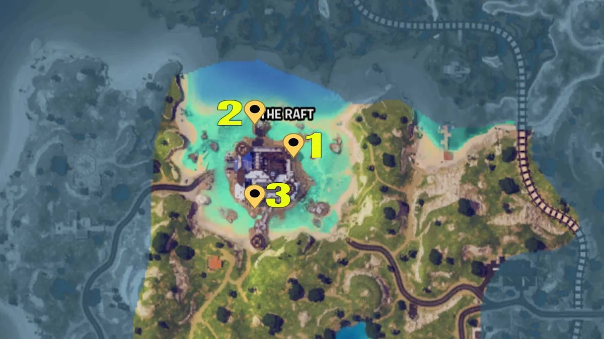 Mapa do Fortnite indicando Power Dampeners