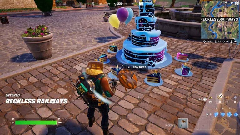 Como comer bolo de aniversário no Fortnite