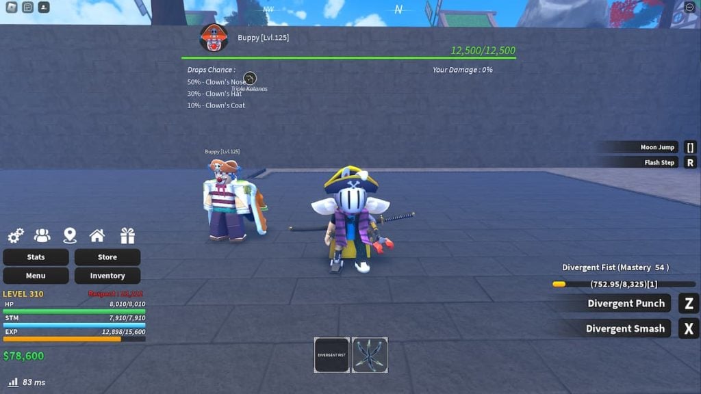 Roblox Jujutsu Piece Buppy Nível 125 Clown Boss