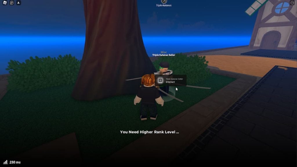 Roblox Jujutsu Piece Triple Katana NPC Diálogo