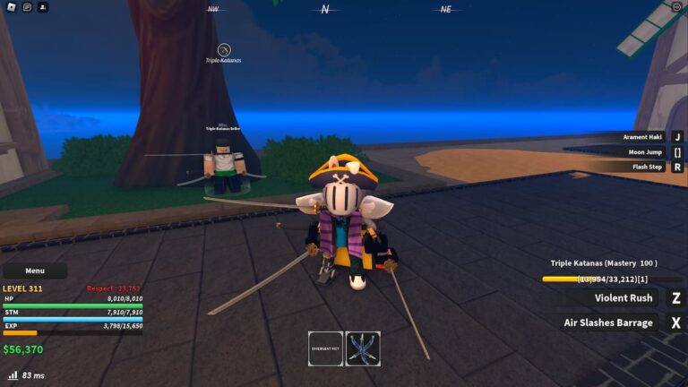 Roblox Jujutsu Piece Triple Katanas Npc And Avatar Wielding Triple Katanas