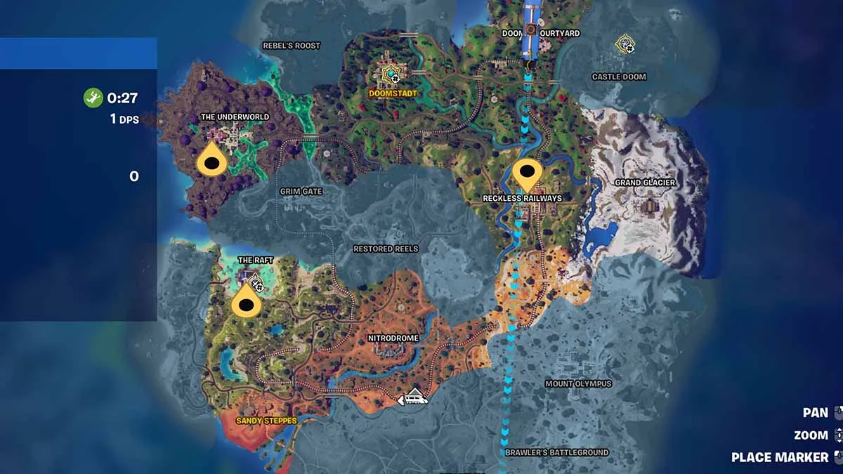 Localização dos bolos de aniversário do Fortnite no mapa