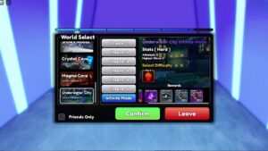 Roblox Anime Defenders Golden Knight Portal Underwater City Infinite Mode Story Select Screen