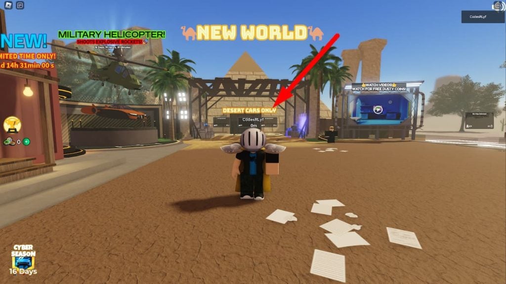 Roblox A Dusty Trip Nova Área do Mundo Deserto Cartões Red Arrow