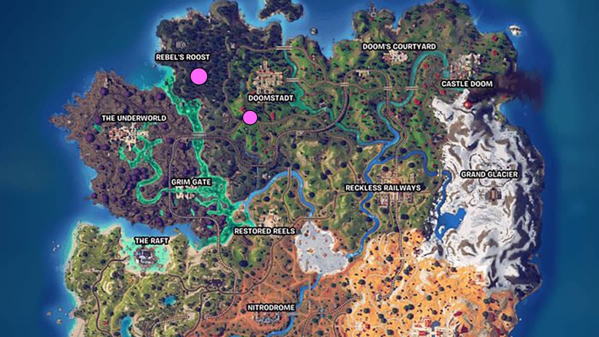 Mapa do Fortnite com pontos de interesse na temporada 4 capítulo 5