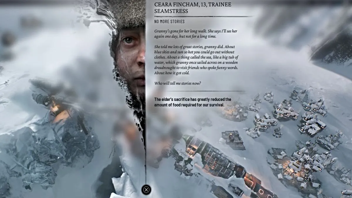 Interlúdio de personagem em Frostpunk 2