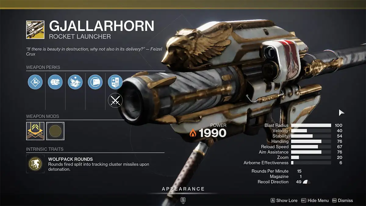 Lançador de Foguetes Gjallahorn em Destiny 2