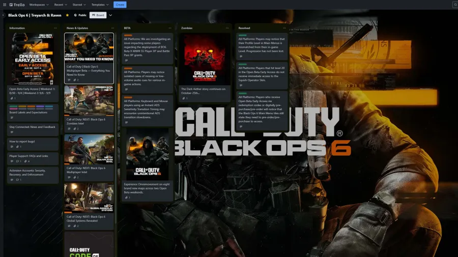 Quadro Trello Call of Duty Black Ops 6